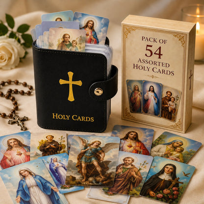 🚗 NUR HEUTE: 50 % RABATT ✨✝️ Hosday® Catholic Genuine Leather Holy Card Holder – Pocket Prayer Card Organizer with Snap Closure