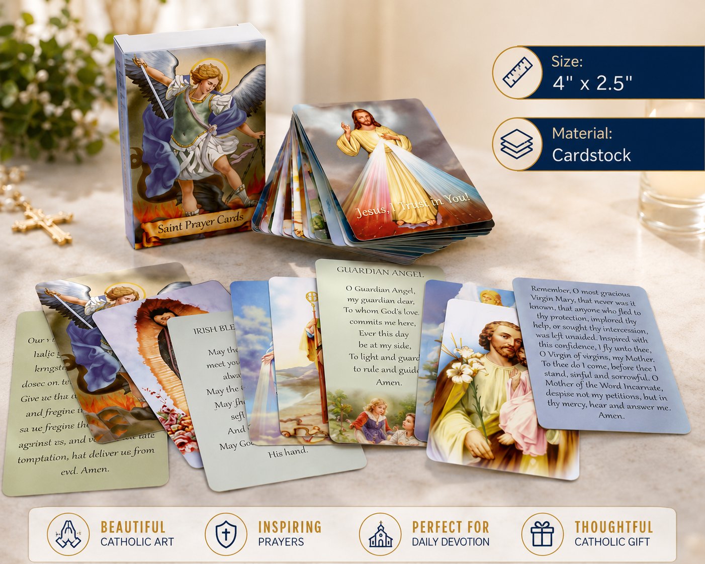 🚗 NUR HEUTE: 50 % RABATT ✨✝️ Hosday® Catholic Genuine Leather Holy Card Holder – Pocket Prayer Card Organizer with Snap Closure