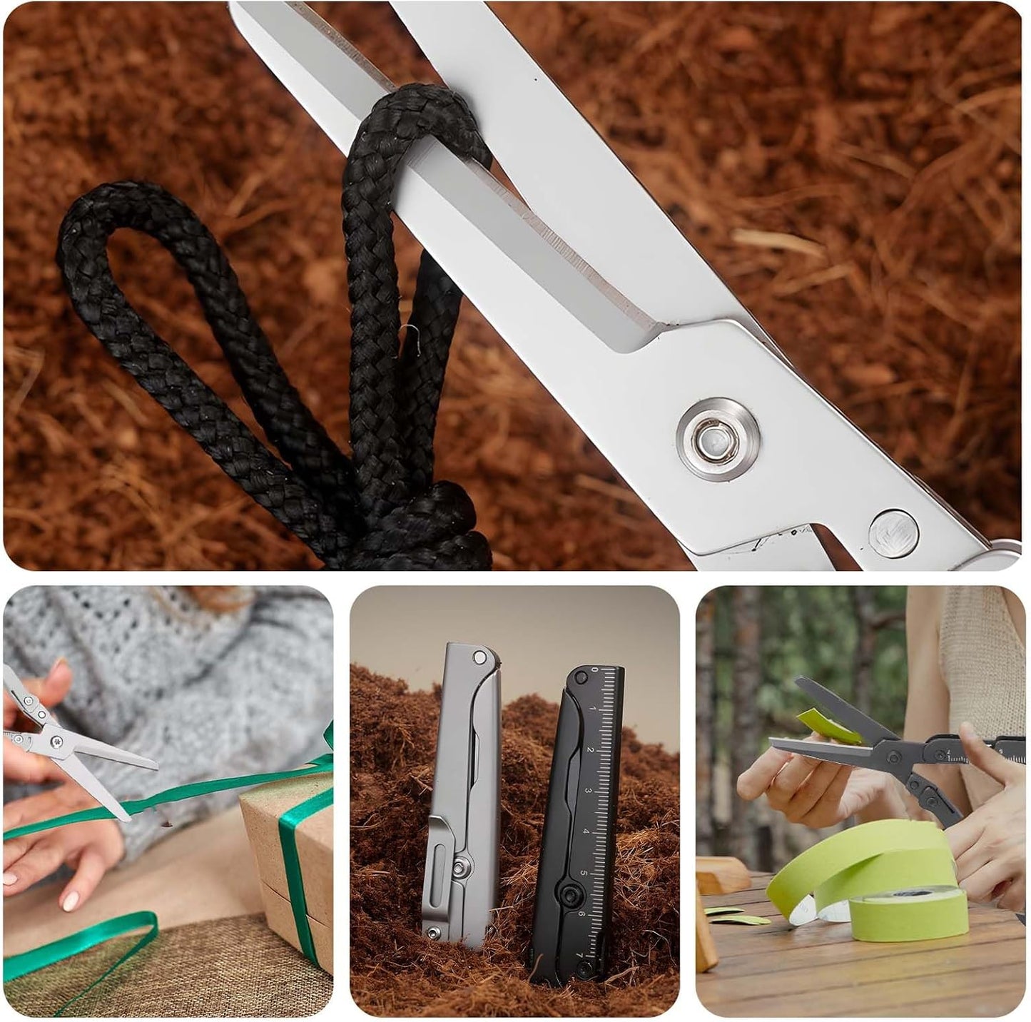 ✂️ Hosday® 2-in-1 Foldable EDC Scissors with Built-In Ruler