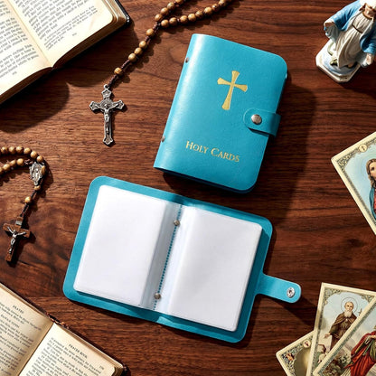 🚗 NUR HEUTE: 50 % RABATT ✨✝️ Hosday® Catholic Genuine Leather Holy Card Holder – Pocket Prayer Card Organizer with Snap Closure