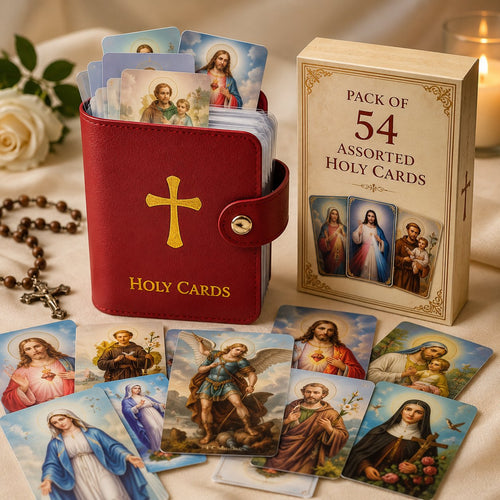 🚗 NUR HEUTE: 50 % RABATT ✨✝️ Hosday® Catholic Genuine Leather Holy Card Holder – Pocket Prayer Card Organizer with Snap Closure